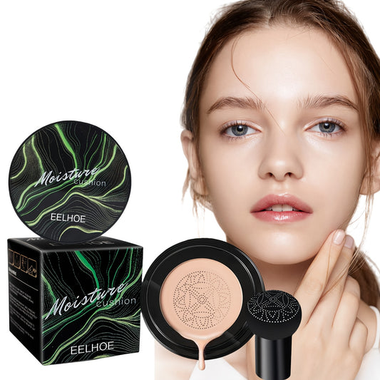 Long-Lasting Moisturizing Air Cushion Foundation & CC Cream - Buildable Coverage, with Mushroom Head Applicator, Non-Greasy Formula, All-Day Hydration for Everyday & Special Events - Suitable for All Light Beige Types Includi