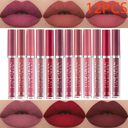 12 Pcs Matte Lipstick Set, Lip Stick Long Lasting Waterproof, Matte Lipstick for Women, Soft Matte Finish for Velvety Smooth Lips, Highly Pigmented, Non-Sticky, for Casual Attire, Parties Makeup, Perfect Gift for Beauty Lover