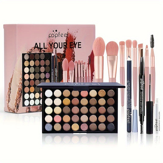 40 Color Eye Shadow Makeup Gift Box - Beginner Makeup Tools Combination Set with Eye Black Eye Shadow Brush, Eyeliner, and Eyebrow Pencil - Perfect Beauty Solution