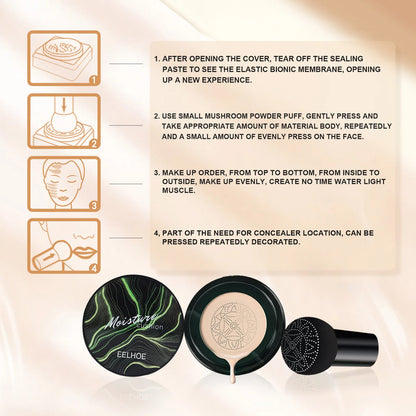 EELHOE Moisturizing Cushion BB Cream Perfect Concealer Glowing Skin Tone Enhance Luster Easy to Operate Lasting Makeup BB Cream