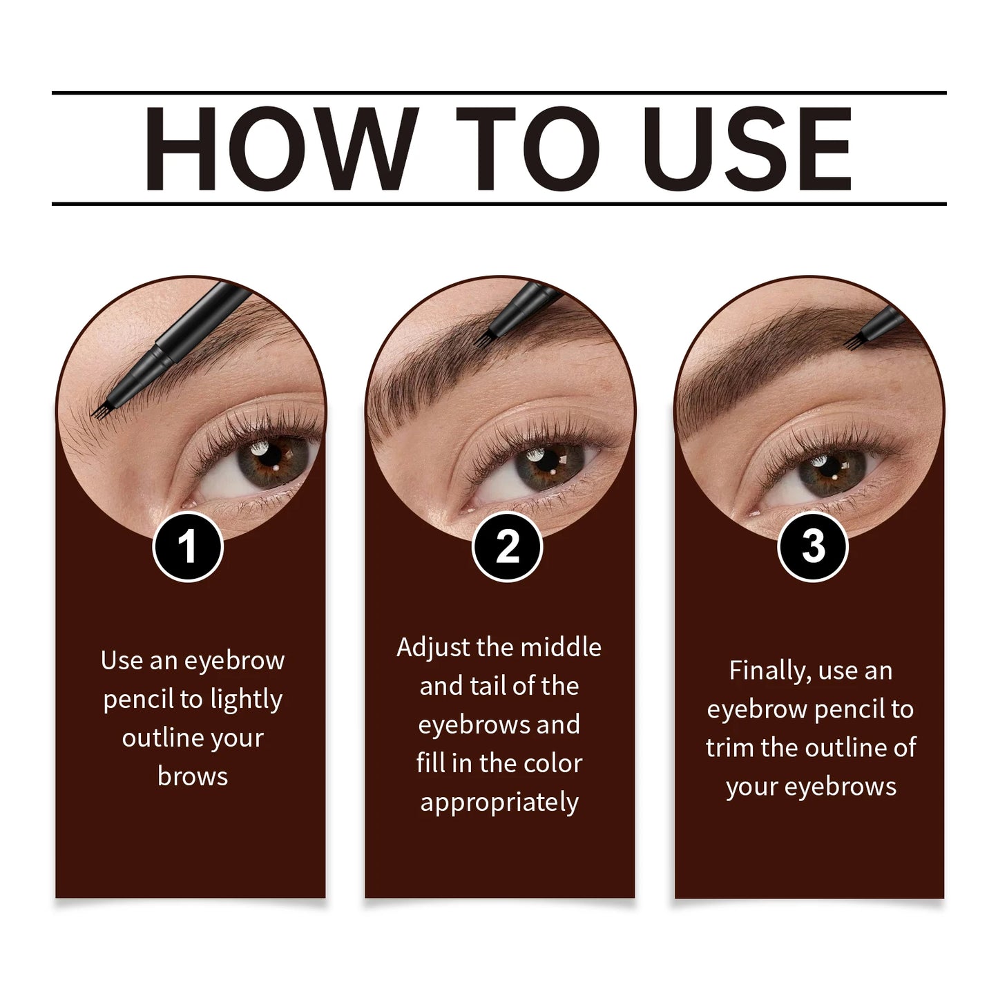 EELHOPE 4 Forks Eyebrow Pencil Long Lasting Eye Makeup Waterproof Sweatproof Natural Brown Black Beauty Makeup Eye Brow Pen