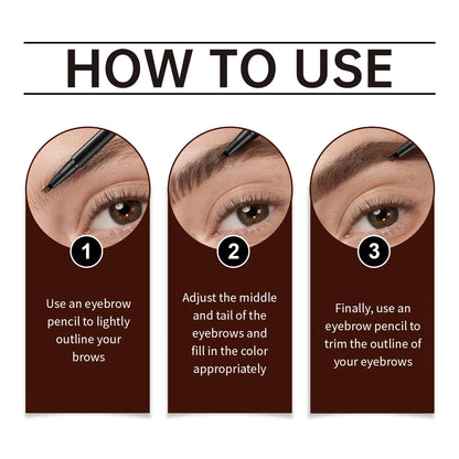 EELHOPE 4 Forks Eyebrow Pencil Long Lasting Eye Makeup Waterproof Sweatproof Natural Brown Black Beauty Makeup Eye Brow Pen