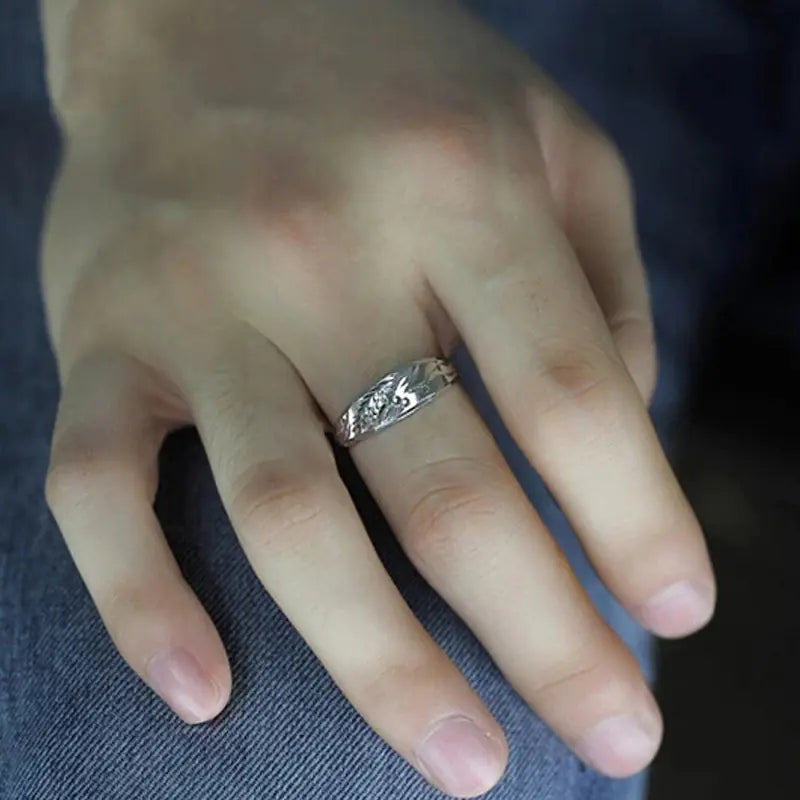 Men's Adjustable S999 Silver Dragon Ring Jewelry