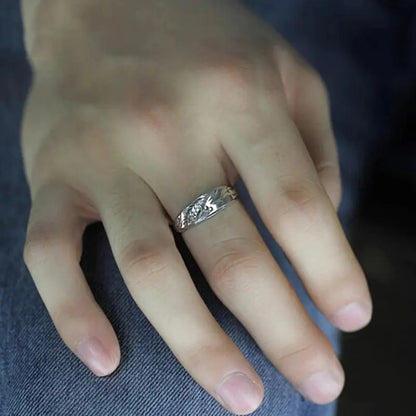 Men's Adjustable S999 Silver Dragon Ring Jewelry