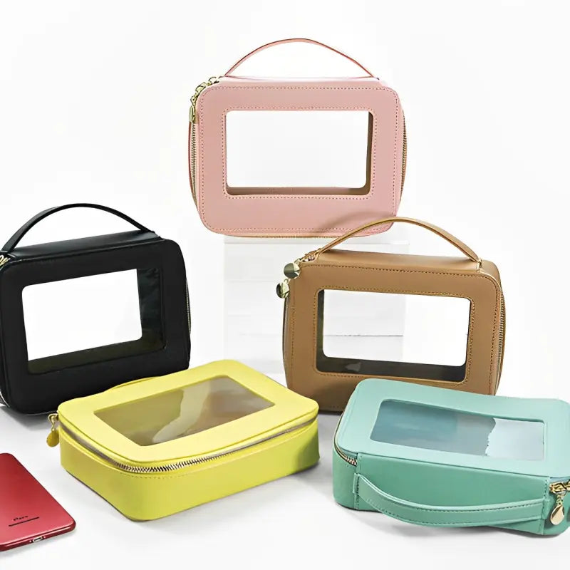 Colorful Saffiano Portable Cosmetic Case Makeup Bag