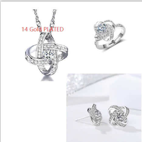 Jewelry Set with Diamonds: Necklace, Bracelet, Earrings