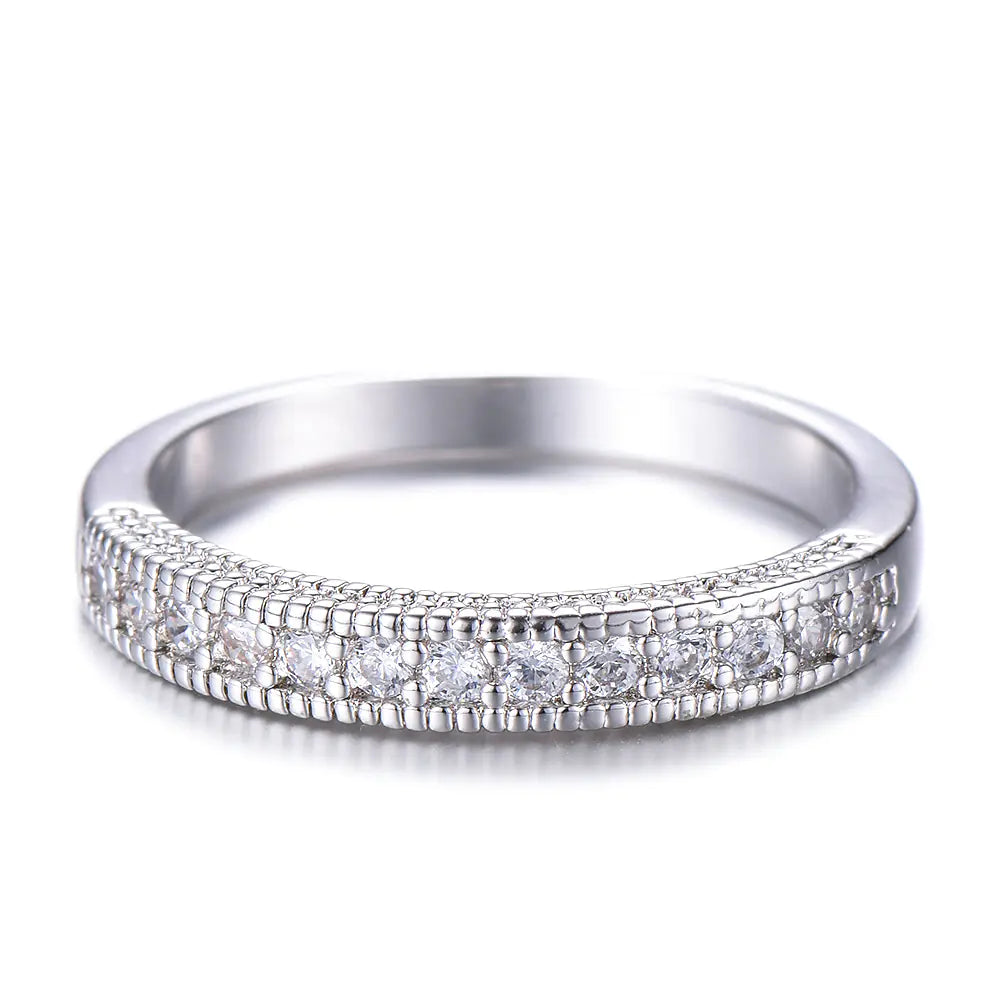 Zirconia Inlaid Ring - Wedding Fashion Jewelry