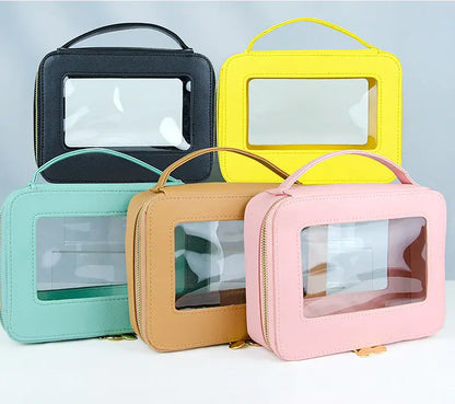 Colorful Saffiano Portable Cosmetic Case Makeup Bag