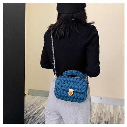 Women's Hand-Woven Bag Crochet Homemade Graceful Strip Thread Handbag Women's Shoulder/Crossbody Bag