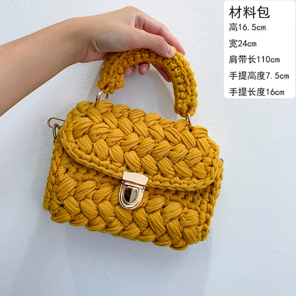 Women's Hand-Woven Bag Crochet Homemade Graceful Strip Thread Handbag Women's Shoulder/Crossbody Bag