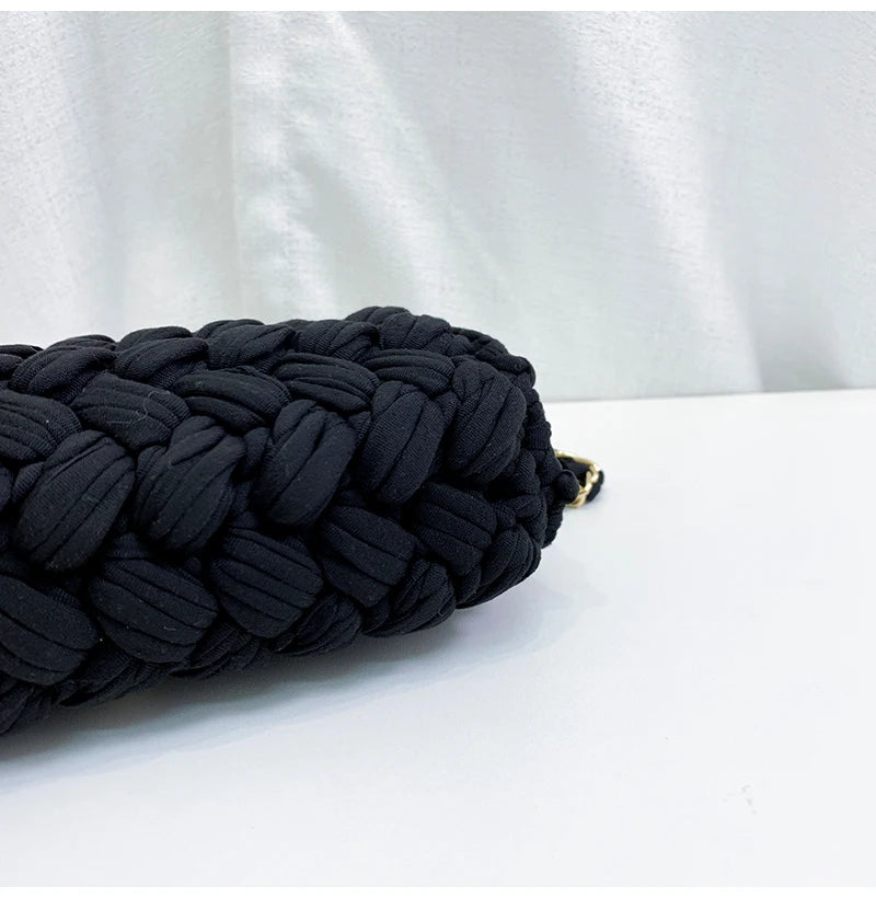 Women's Hand-Woven Bag Crochet Homemade Graceful Strip Thread Handbag Women's Shoulder/Crossbody Bag