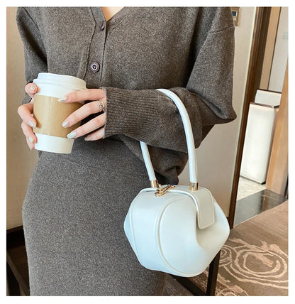 Bowling Spherical Women's Handbag Luxury Brand Designer Hobos Bag Fashion Mini Round Shoulder Bags PU Leather Female Purse