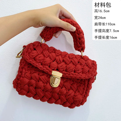 Women's Hand-Woven Bag Crochet Homemade Graceful Strip Thread Handbag Women's Shoulder/Crossbody Bag