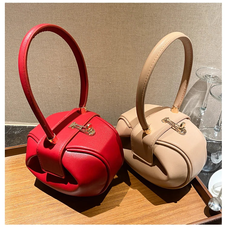 Bowling Spherical Women's Handbag Luxury Brand Designer Hobos Bag Fashion Mini Round Shoulder Bags PU Leather Female Purse