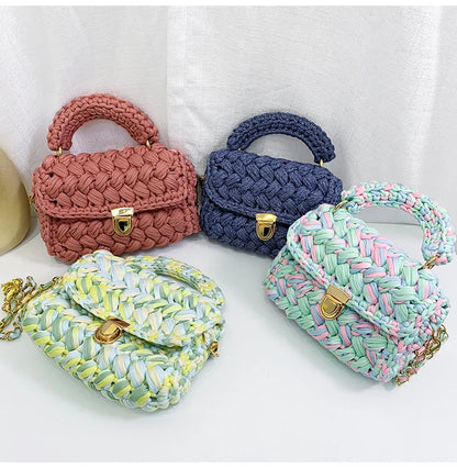 Women's Hand-Woven Bag Crochet Homemade Graceful Strip Thread Handbag Women's Shoulder/Crossbody Bag