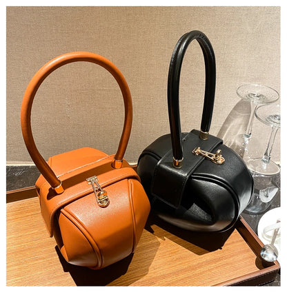Bowling Spherical Women's Handbag Luxury Brand Designer Hobos Bag Fashion Mini Round Shoulder Bags PU Leather Female Purse