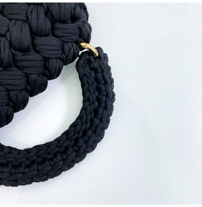 Women's Hand-Woven Bag Crochet Homemade Graceful Strip Thread Handbag Women's Shoulder/Crossbody Bag