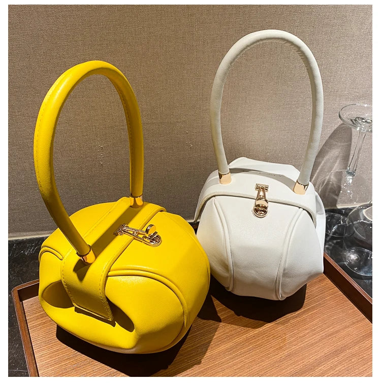 Bowling Spherical Women's Handbag Luxury Brand Designer Hobos Bag Fashion Mini Round Shoulder Bags PU Leather Female Purse