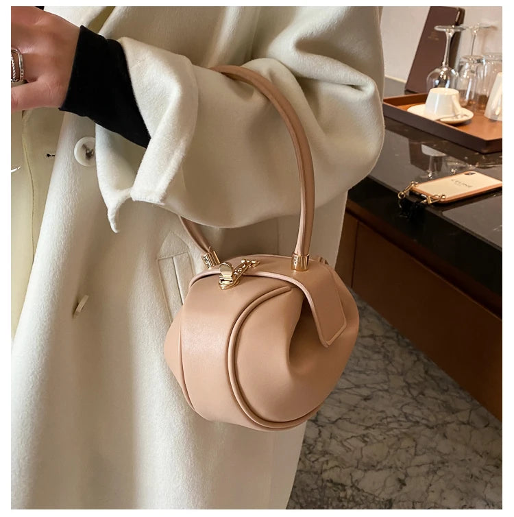 Bowling Spherical Women's Handbag Luxury Brand Designer Hobos Bag Fashion Mini Round Shoulder Bags PU Leather Female Purse