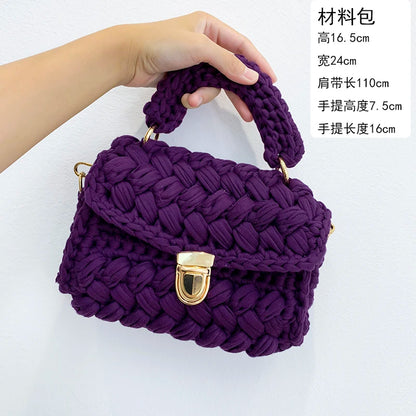 Women's Hand-Woven Bag Crochet Homemade Graceful Strip Thread Handbag Women's Shoulder/Crossbody Bag