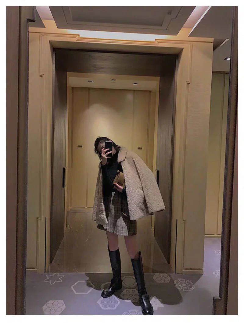 Plaid Woolen Skirt Autumn and Winter Women's Clothing High Waist A- line Skirt Woman Skirts Mujer Faldas Saias Mulher