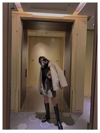 Plaid Woolen Skirt Autumn and Winter Women's Clothing High Waist A- line Skirt Woman Skirts Mujer Faldas Saias Mulher