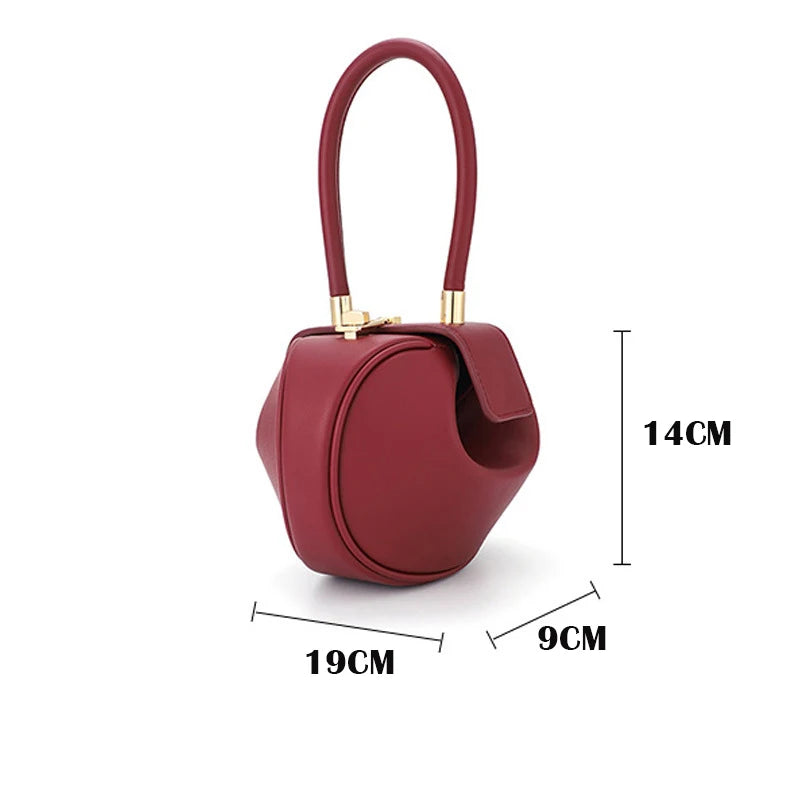Bowling Spherical Women's Handbag Luxury Brand Designer Hobos Bag Fashion Mini Round Shoulder Bags PU Leather Female Purse
