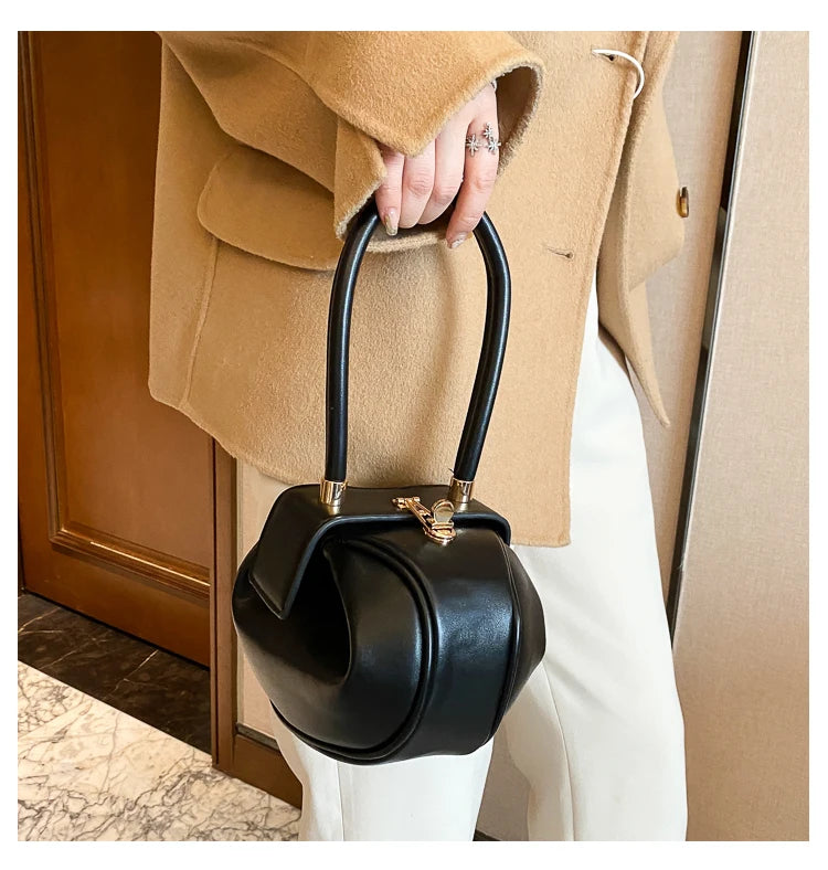 Bowling Spherical Women's Handbag Luxury Brand Designer Hobos Bag Fashion Mini Round Shoulder Bags PU Leather Female Purse