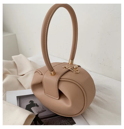 Bowling Spherical Women's Handbag Luxury Brand Designer Hobos Bag Fashion Mini Round Shoulder Bags PU Leather Female Purse