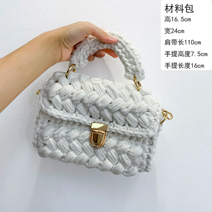 Women's Hand-Woven Bag Crochet Homemade Graceful Strip Thread Handbag Women's Shoulder/Crossbody Bag