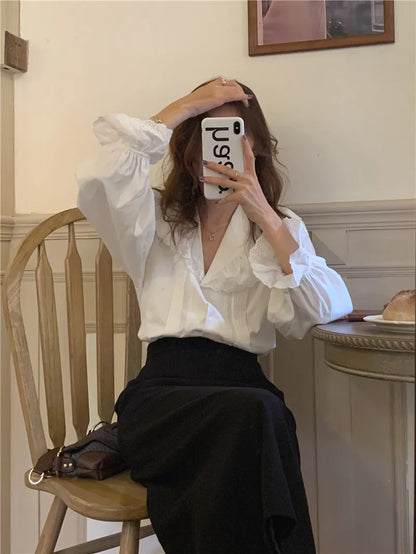 Women Blouse Female Shirt Summer Womens Blouses Spring Maxi Blusas Casual Elegant Vintage Long Sleeve Cotton Oversize Loose