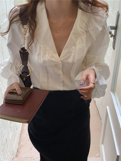 Women Blouse Female Shirt Summer Womens Blouses Spring Maxi Blusas Casual Elegant Vintage Long Sleeve Cotton Oversize Loose