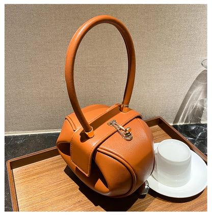 Bowling Spherical Women's Handbag Luxury Brand Designer Hobos Bag Fashion Mini Round Shoulder Bags PU Leather Female Purse