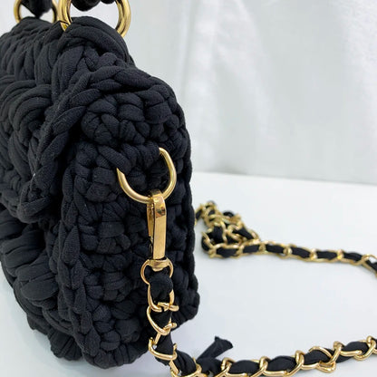 Women's Hand-Woven Bag Crochet Homemade Graceful Strip Thread Handbag Women's Shoulder/Crossbody Bag