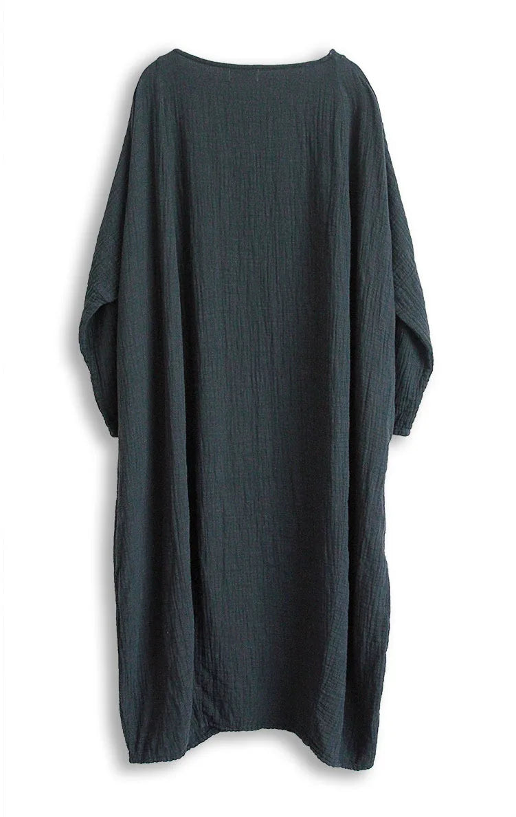 Vestidos Mujer 2025 Latest Autumn Spring Solid Color Cotton Linen Robes Dress for Women Large Size Plus Size Artist Ropa Dresses