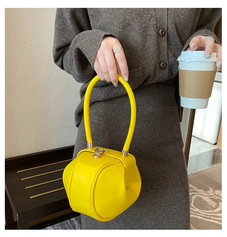 Bowling Spherical Women's Handbag Luxury Brand Designer Hobos Bag Fashion Mini Round Shoulder Bags PU Leather Female Purse