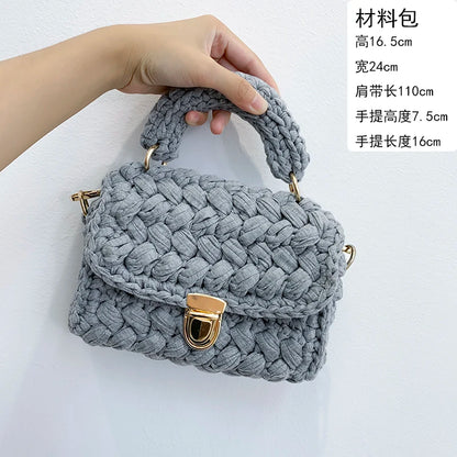 Women's Hand-Woven Bag Crochet Homemade Graceful Strip Thread Handbag Women's Shoulder/Crossbody Bag