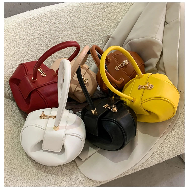 Bowling Spherical Women's Handbag Luxury Brand Designer Hobos Bag Fashion Mini Round Shoulder Bags PU Leather Female Purse