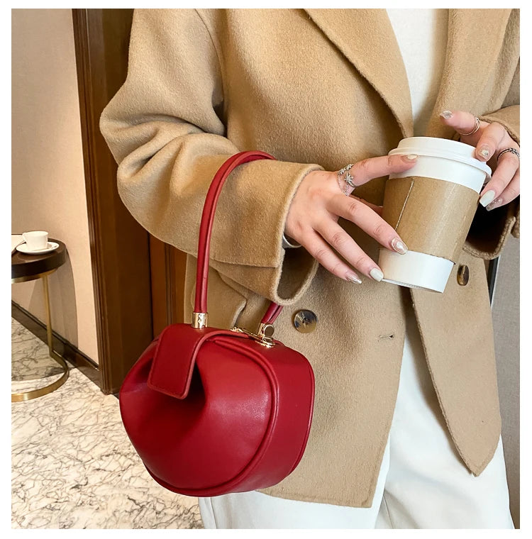 Bowling Spherical Women's Handbag Luxury Brand Designer Hobos Bag Fashion Mini Round Shoulder Bags PU Leather Female Purse