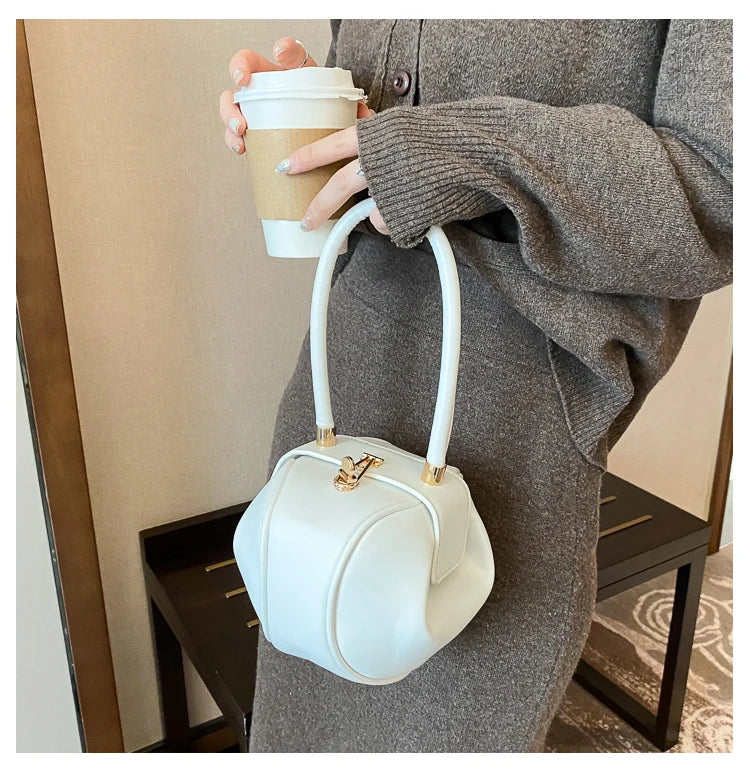 Bowling Spherical Women's Handbag Luxury Brand Designer Hobos Bag Fashion Mini Round Shoulder Bags PU Leather Female Purse