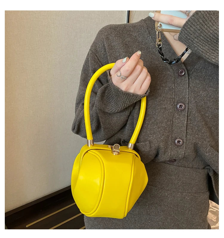 Bowling Spherical Women's Handbag Luxury Brand Designer Hobos Bag Fashion Mini Round Shoulder Bags PU Leather Female Purse