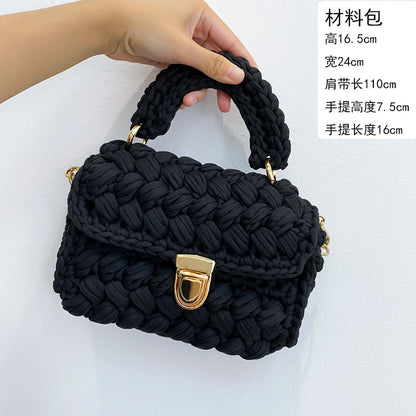 Women's Hand-Woven Bag Crochet Homemade Graceful Strip Thread Handbag Women's Shoulder/Crossbody Bag