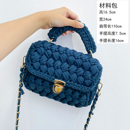 Women's Hand-Woven Bag Crochet Homemade Graceful Strip Thread Handbag Women's Shoulder/Crossbody Bag