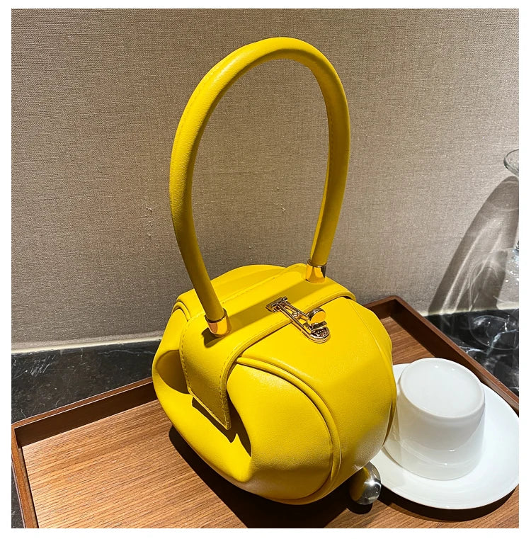 Bowling Spherical Women's Handbag Luxury Brand Designer Hobos Bag Fashion Mini Round Shoulder Bags PU Leather Female Purse