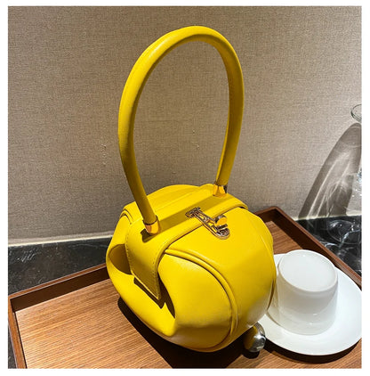 Bowling Spherical Women's Handbag Luxury Brand Designer Hobos Bag Fashion Mini Round Shoulder Bags PU Leather Female Purse