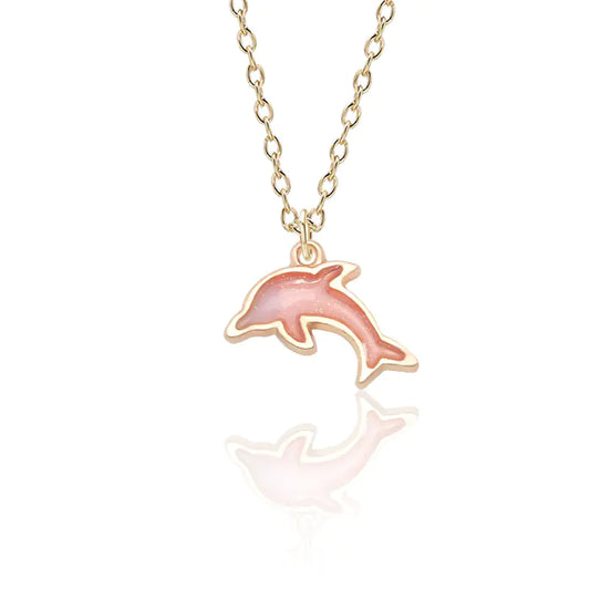 Gold Dolphin Pendant Necklace Jewelry