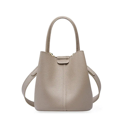 Genuine Leather Female Crossbody Bucket Bag