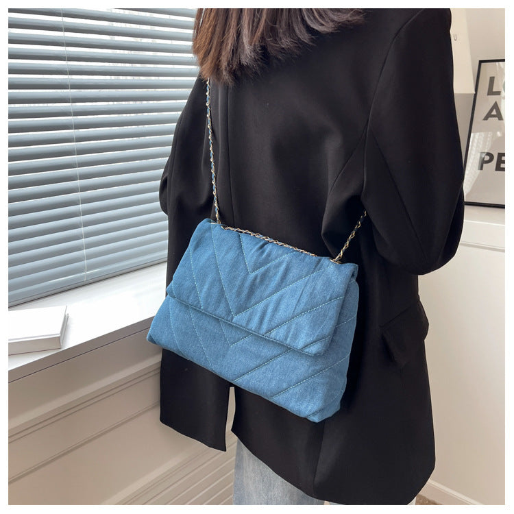 Handbag Woman Fashion Luxury Denim Blue Shoulder Bag Briefcase Messenger Bags Large Capacity Work Study Street Tote Bag Purses