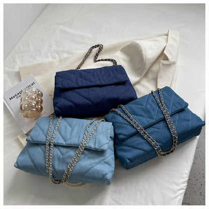 Handbag Woman Fashion Luxury Denim Blue Shoulder Bag Briefcase Messenger Bags Large Capacity Work Study Street Tote Bag Purses