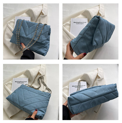 Handbag Woman Fashion Luxury Denim Blue Shoulder Bag Briefcase Messenger Bags Large Capacity Work Study Street Tote Bag Purses